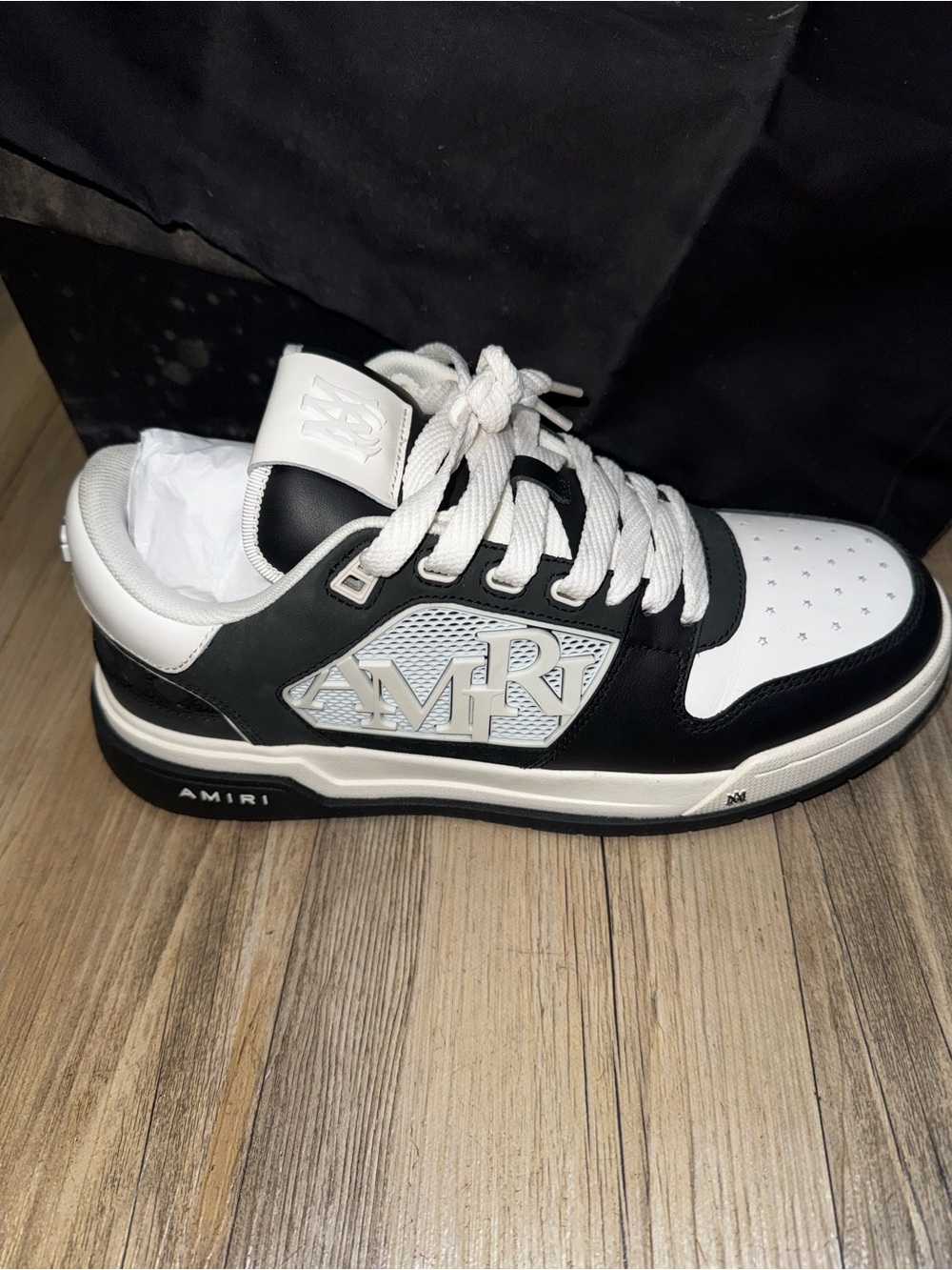 AMIRI Black and White Low-Top Logo Sneakers